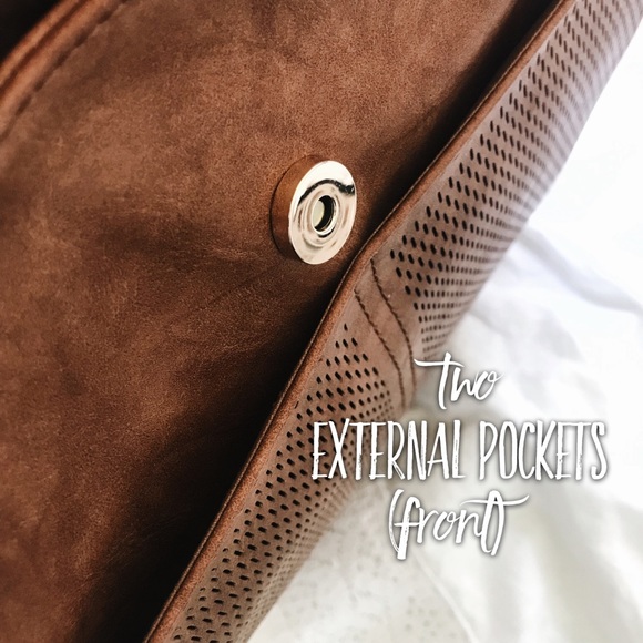 Laser Cut Brown Faux Leather Backpack - Picture 6 of 8